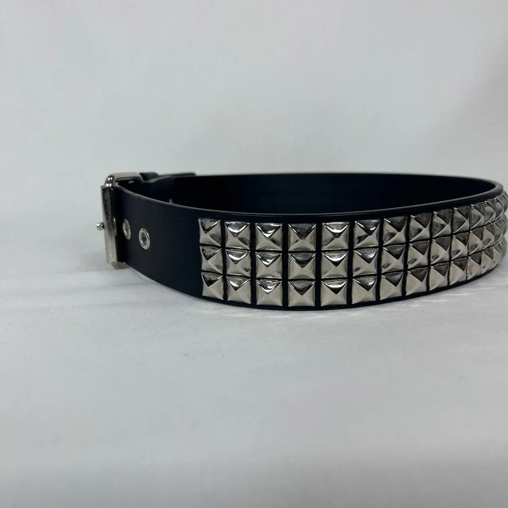 Black Triple-Row vStudded Belt  Punk / Grunge Alternative Waist Band (S/M)